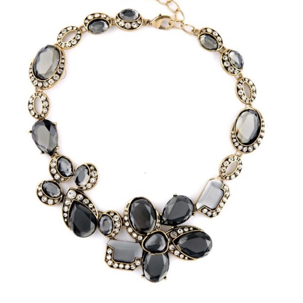 Grey flower statement necklace